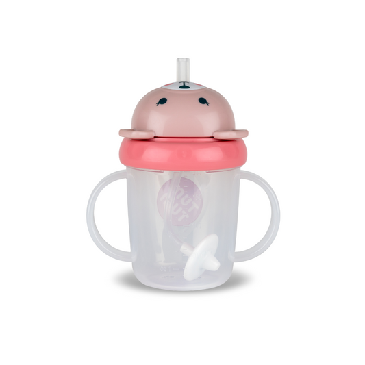 KIMISS tasse de paille pour bébé Gobelet en silicone pour bébé,  entraînement à boire, deux poignées, couvercle, paille, style
