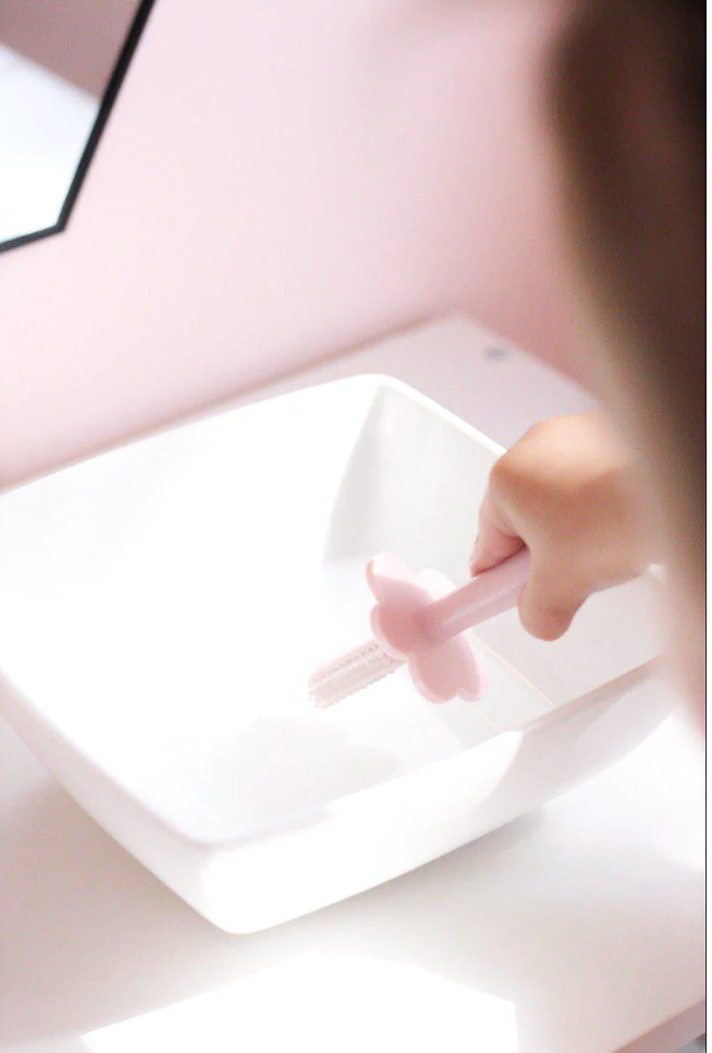 Couverts bébé ergonomiques d'apprentissage Grabease - Rose clair